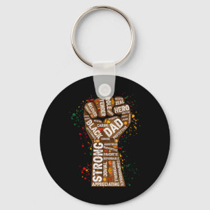 Melanin Fist Hand Word Art Black King Afro Man Fat Key Ring