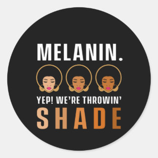Melanin Girl Woman Black History Month African Gif Classic Round Sticker