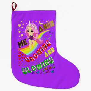 Melanin Growing And Glowing Large Christmas Stocking