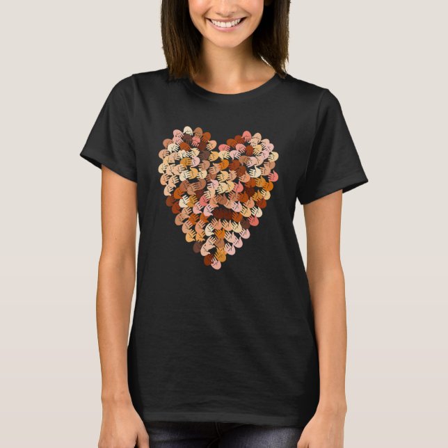 Melanin Hands Heart Valentines Day Black History M T-Shirt (Front)