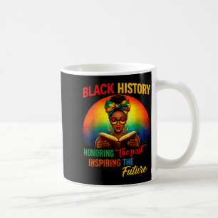 Melanin honouring past inspiring pride book black coffee mug