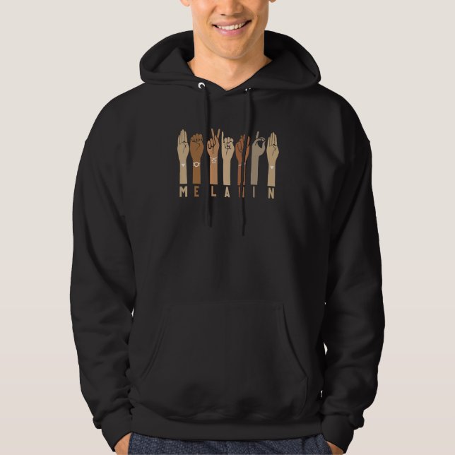 Melanin Love Your Skin Black Pride With Many Hands Hoodie (Front)