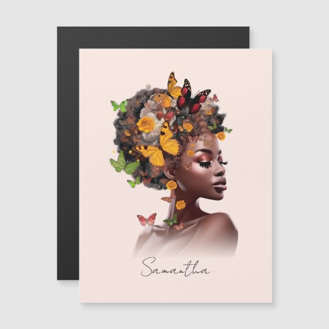 Melanin Magic: Afro Hair and Colourful Butterfly (Front/Back)