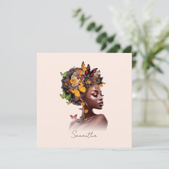 Melanin Magic: Afro Hair and Colourful Butterfly (Standing Front)