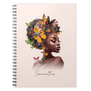 Melanin Magic: Afro Hair and Colourful Butterfly Notebook