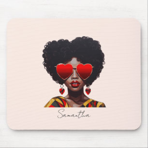 Melanin Magic: Black Queen Rocking Heart Shades Mouse Mat
