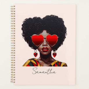 Melanin Magic: Black Queen Rocking Heart Shades Planner