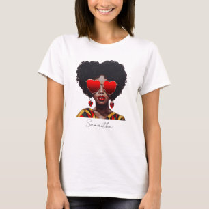 Melanin Magic: Black Queen Rocking Heart Shades T-Shirt