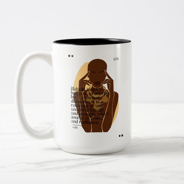 Melanin Motivational Quote  Two-Tone Coffee Mug (Left)