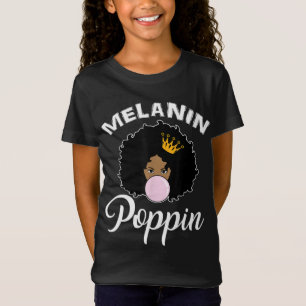 Melanin Poppin Afro Queen Cool Black History Month T-Shirt