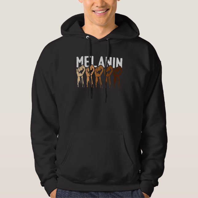 Melanin Power Fist Black History Cool African Amer Hoodie (Front)