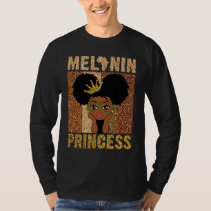 Melanin Princess African American Afro Puff Black T-Shirt