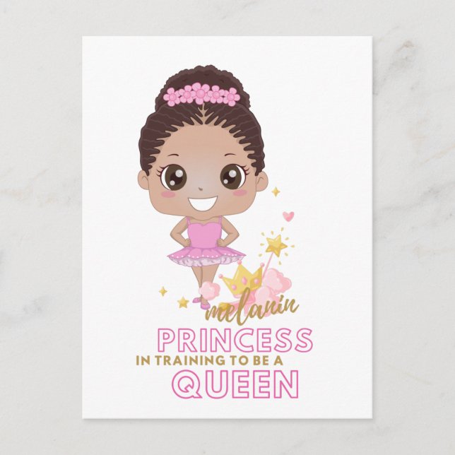 Melanin Princess Training To Be Queen Ballerina Postcard (Front)