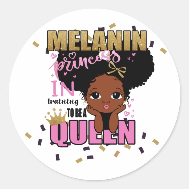 Melanin Princess Training To Be Queen Lilibet Gift Classic Round Sticker (Front)