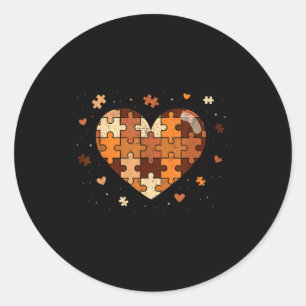 Melanin Puzzle Heart Black History Classic Round Sticker