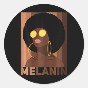 Melanin Queen African American Black History Month Classic Round Sticker
