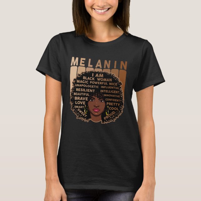 Melanin Queen African American Strong Black Natura T-Shirt (Front)