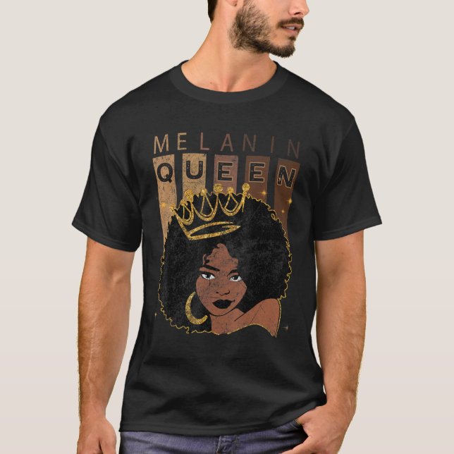 Melanin Queen African American Strong Black Natura T-Shirt (Front)