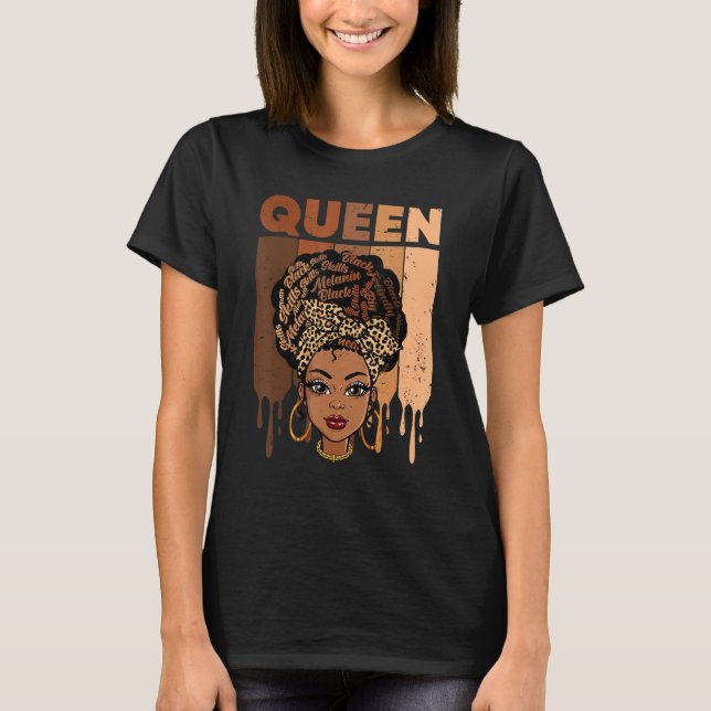 Melanin Queen African American Strong Black Natura T-Shirt (Front)