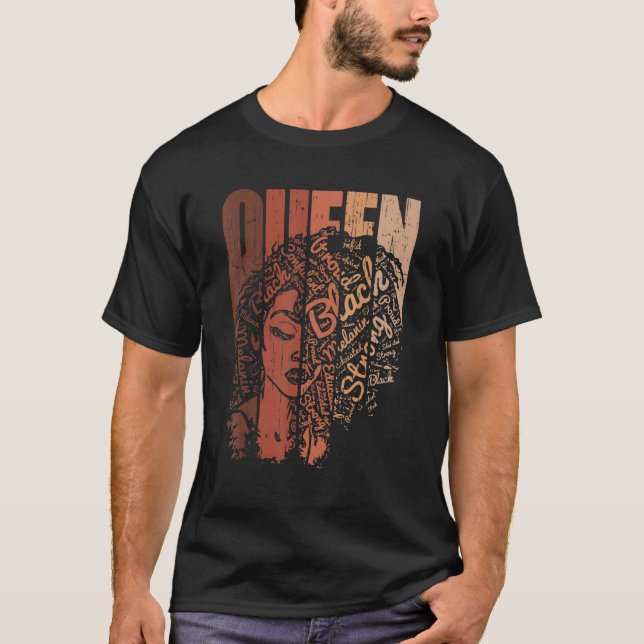 Melanin Queen African American Strong Black Natura T-Shirt (Front)