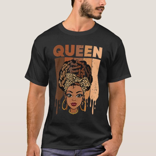 Melanin Queen African American Strong Black Natura T-Shirt (Front)