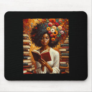 Melanin Queen Afro Womeneducated Reading Book Blac Mouse Mat