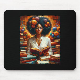 Melanin Queen Afro Womeneducated Reading Book Blac Mouse Mat