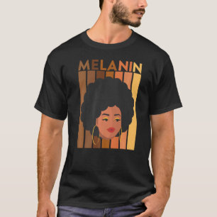 Melanin Shades Afro Girl African American Woman Em T-Shirt