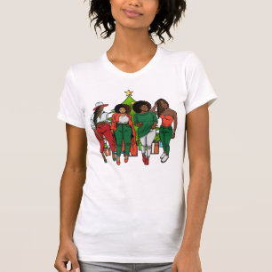 Melanin Sistas Christmas Tree & Gifts Black Girls T-Shirt