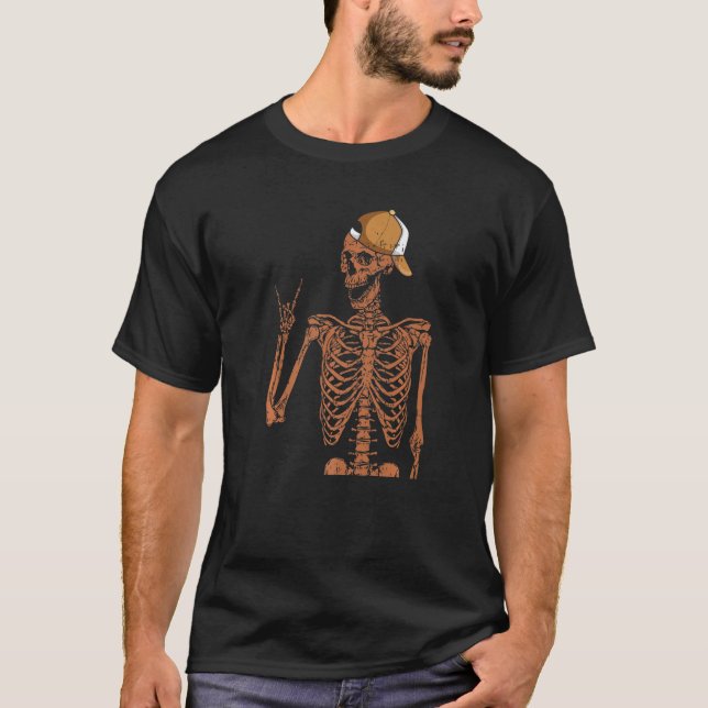 Melanin Skeleton Rock Hand Black History Month BLM T-Shirt (Front)