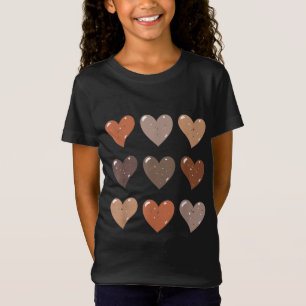 Melanin Skin Tone Hearts Be Kind Black History Mon T-Shirt