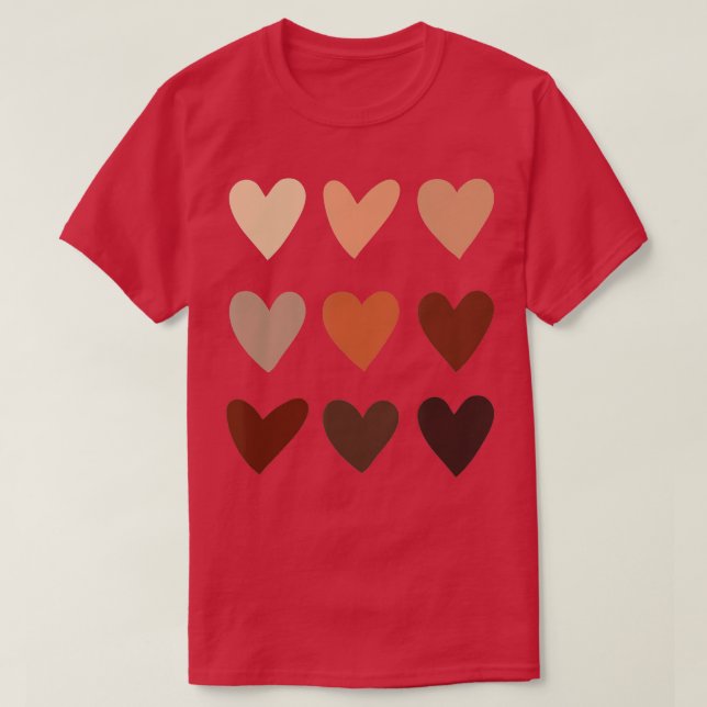 Melanin Skin Tone Hearts Be Kind Black History Mon T-Shirt (Design Front)