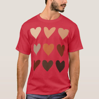 Melanin Skin Tone Hearts Be Kind Black History Mon T-Shirt