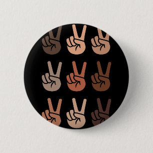 Melanin Skin Tone Peace Sign, Be Kind, Black Histo 6 Cm Round Badge