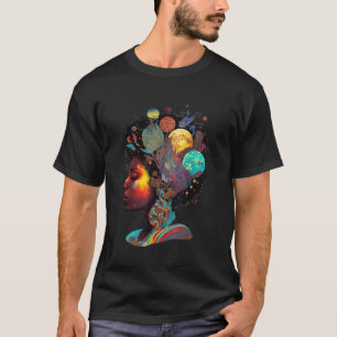 Melanin Space Queen African Empowering Afro woman  T-Shirt