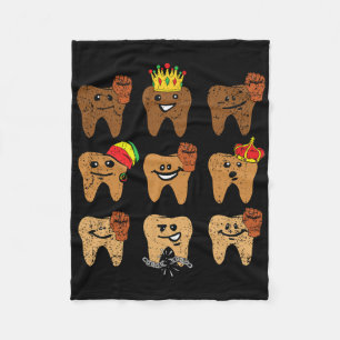 Melanin Tooth Juneteenth Dentist Dental Hygienist Fleece Blanket