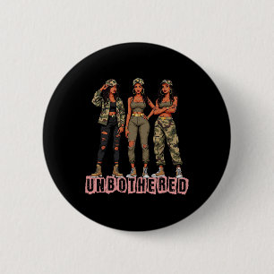 Melanin Unbothered Black Woman Locs Camo Black His 6 Cm Round Badge
