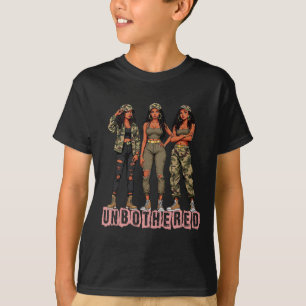 Melanin Unbothered Black Woman Locs Camo Black His T-Shirt