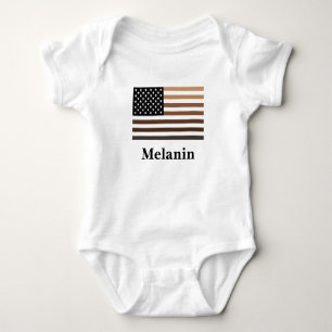 Melanin USA Flag African American Black History Baby Bodysuit