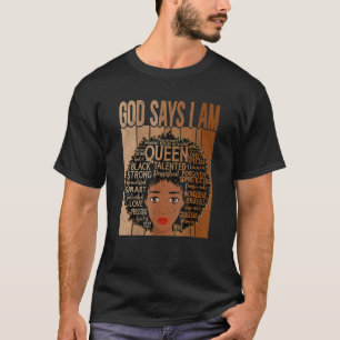 Melanin Vintage Afro God Says I Am Black History M T-Shirt