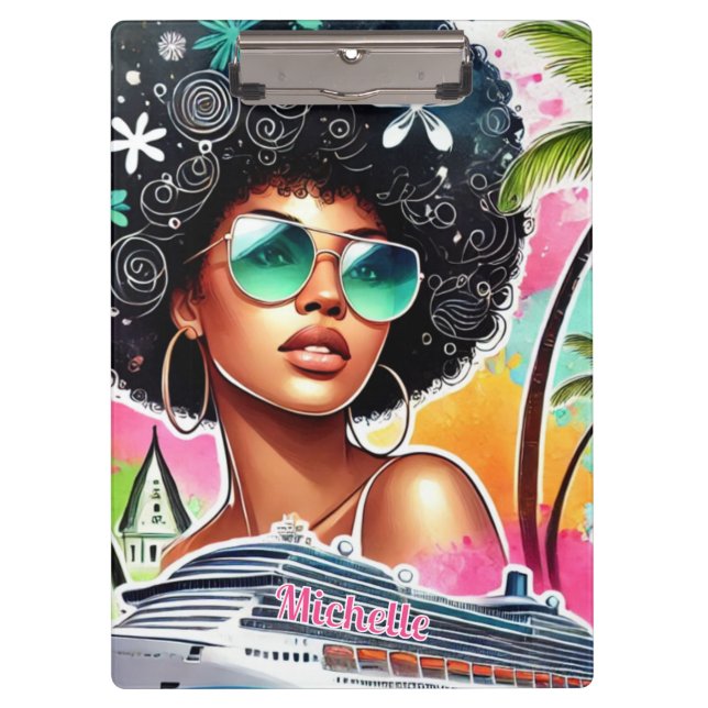 Melanin Woman - Afro - Cruise Tropical  Clipboard (Front)