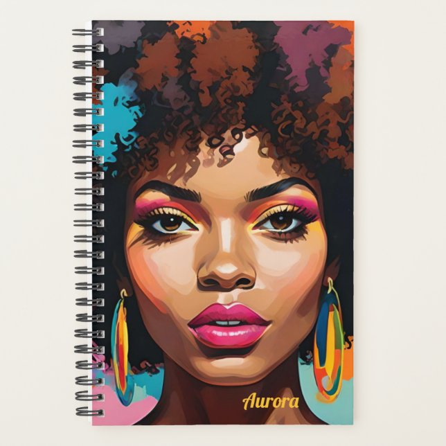 Melanin Woman w/Afro - Pop Art Inspired Planner (Front)