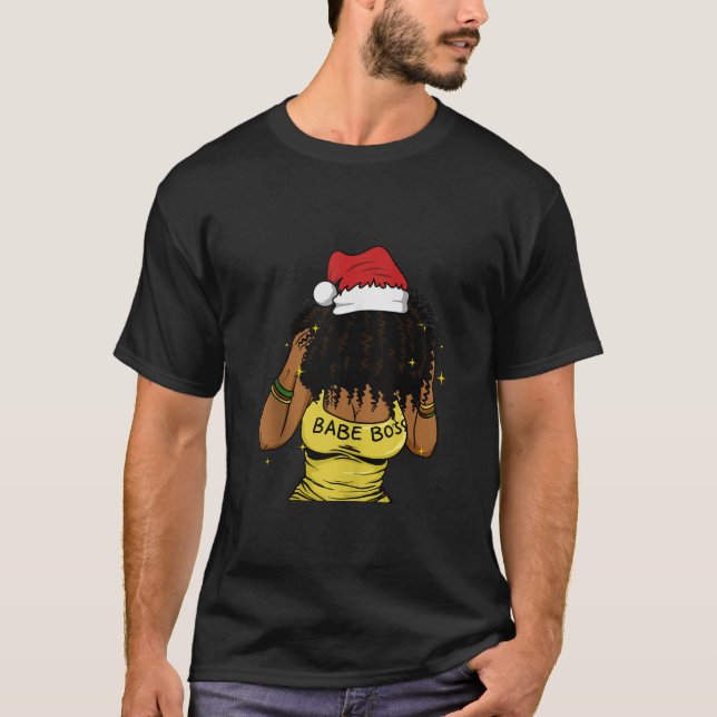 Melanin Women Black Girl Christmas Magic Funny Xma T-Shirt (Front)