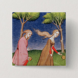 Melanion races against Atalanta 15 Cm Square Badge