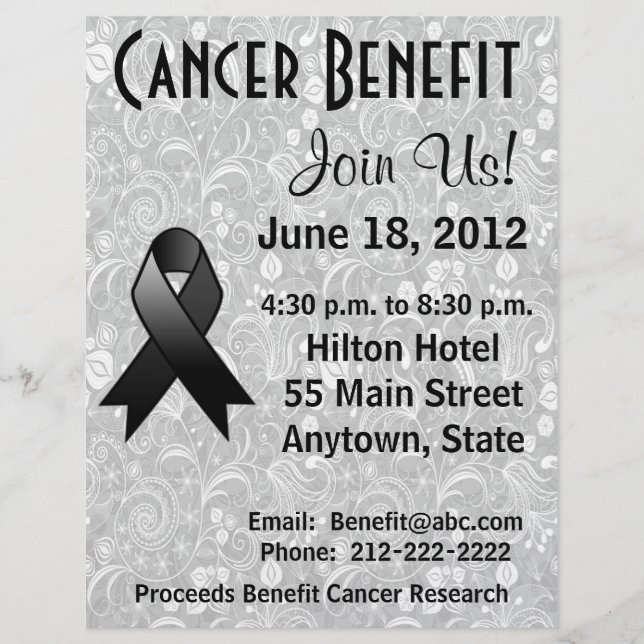 Melanoma Awareness Benefit Grey Floral Flyer (Front)
