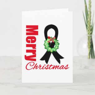 Melanoma Awareness Merry Christmas Ribbon Holiday Card