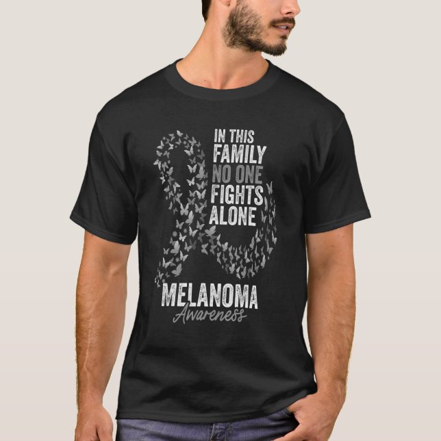 Melanoma Awareness Month Butterflies Black Ribbon T-Shirt (Front)