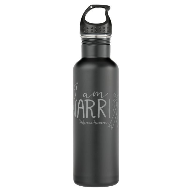 Melanoma Awareness Shirt Skin Cancer I Am A Warrio 710 Ml Water Bottle (Front)