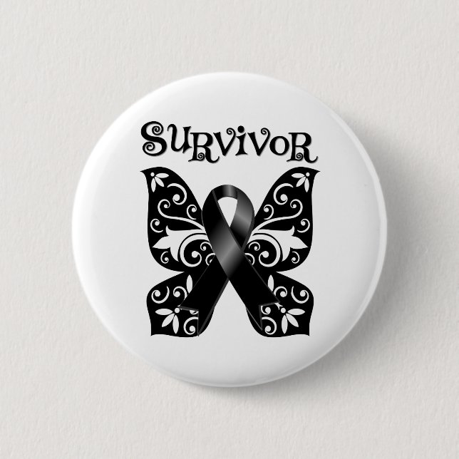 Melanoma Butterfly Survivor 6 Cm Round Badge (Front)