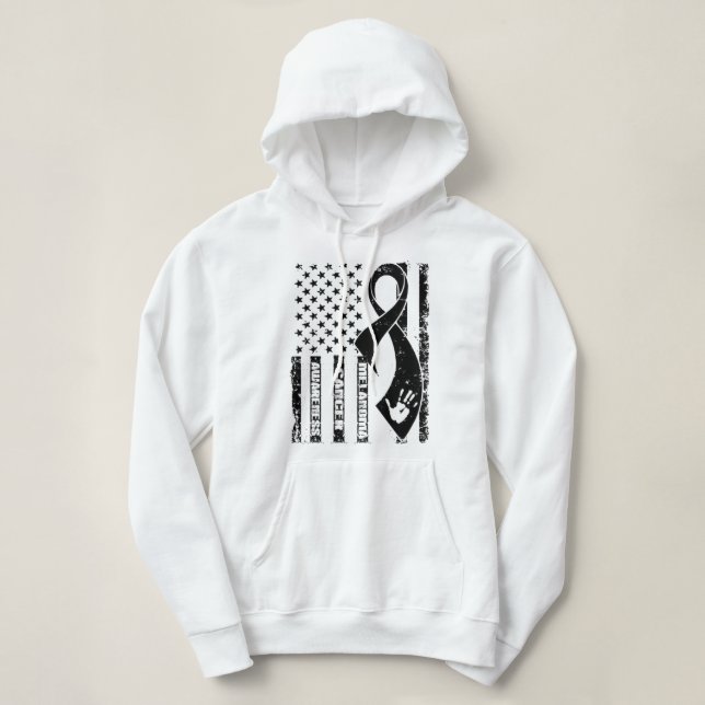 Melanoma Cancer Awareness Flag Ribbon  Hoodie (Design Front)